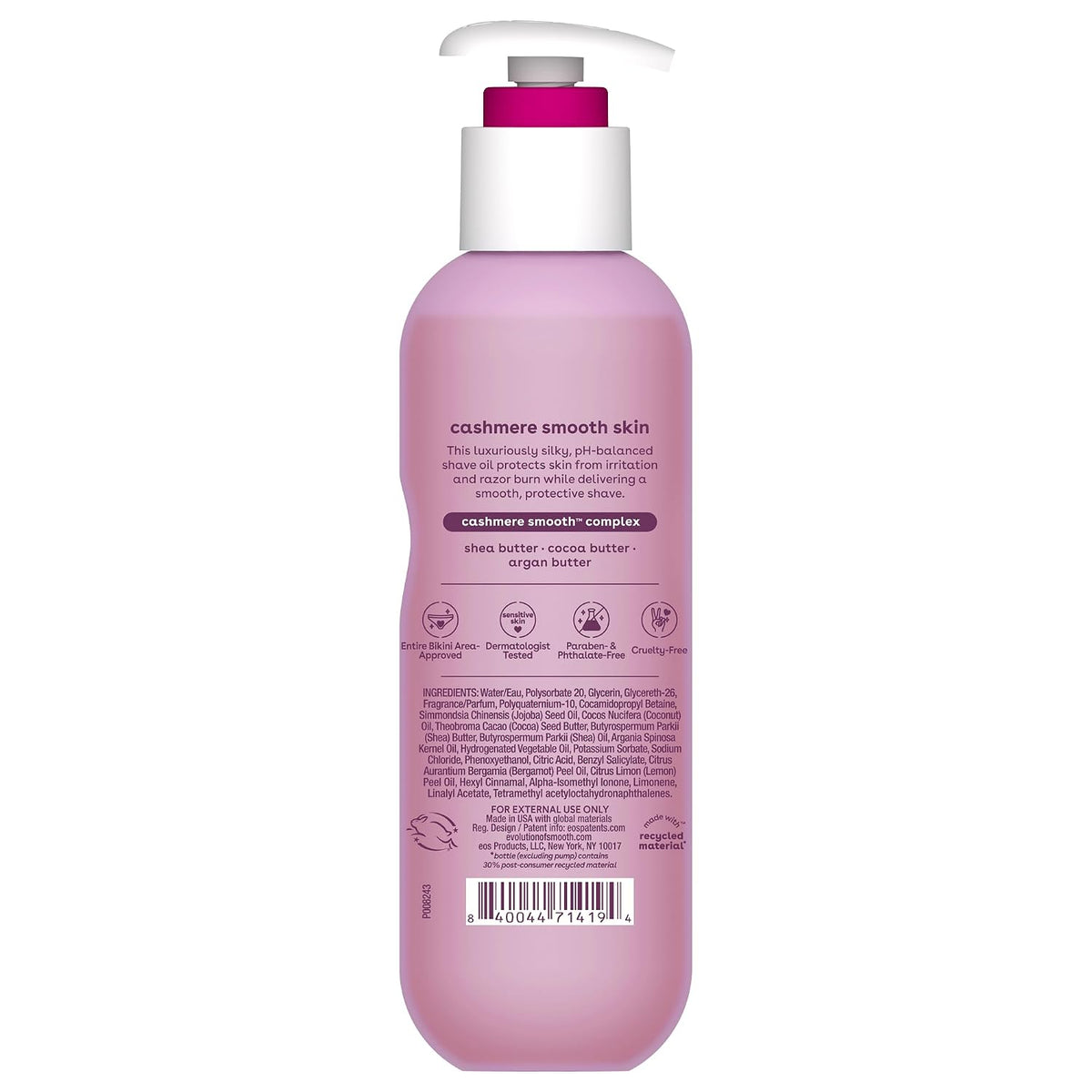 eos Cashmere Shave Oil- Fresh & Cozy, Moisturizing Shea Butter, 6 fl oz