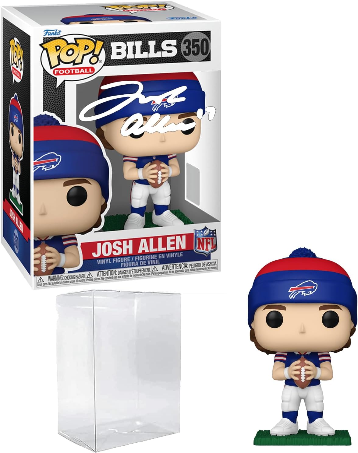 Josh Allen #350 Beanie Buffalo Bills Facsimile Signed Reprint Laser Autographed Funko POP! Football NFL Figurine with Protector Case