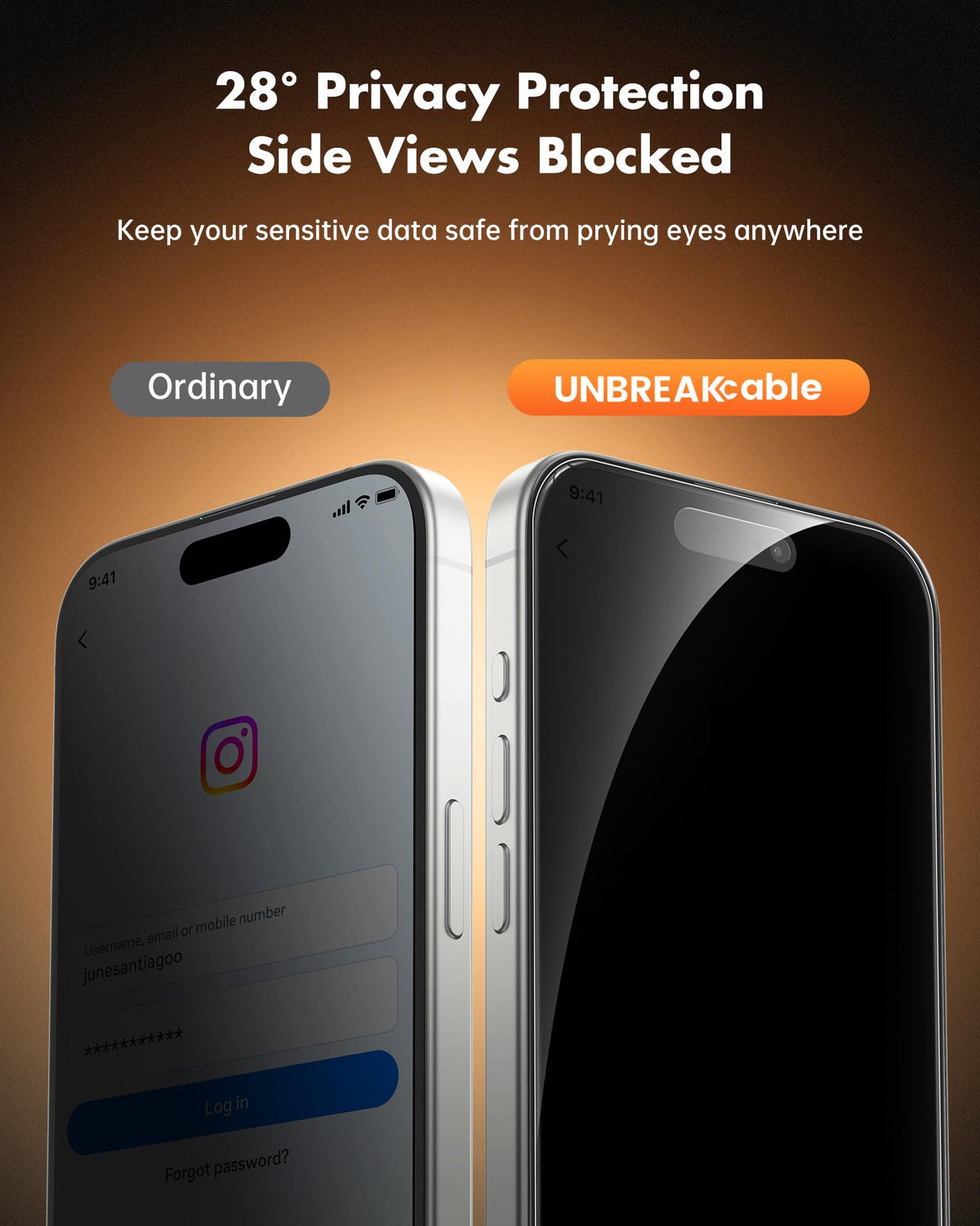 UNBREAKcable Privacy Screen Protector for iPhone 16 Pro, 2-Pack