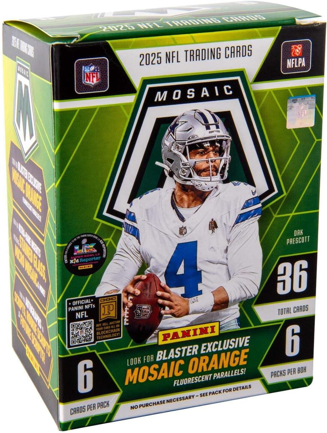 2025–26 Panini Mosaic Football Blaster Box – Retail Exclusive Mosaic Parallels & Inserts – NFL Trading Cards – Sealed Retail Box