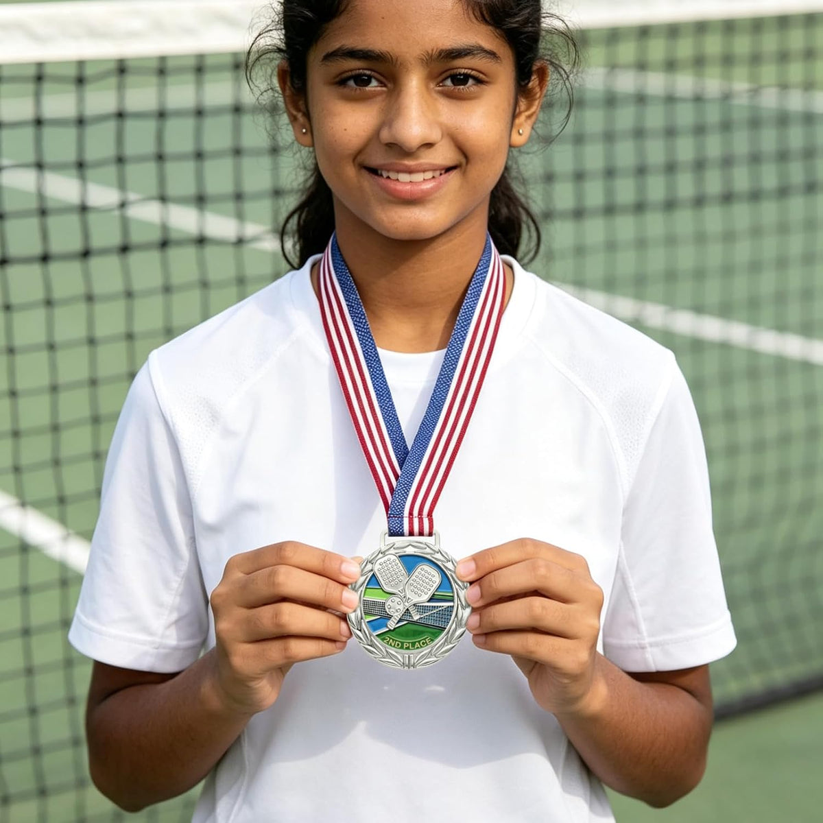 Donrime Pickleball Medals - 2.56 Inch 1st 2nd 3rd Place Award Medals with Ribbons Gold Silver Bronze Trophy for Kids Adults Award Prize Gift