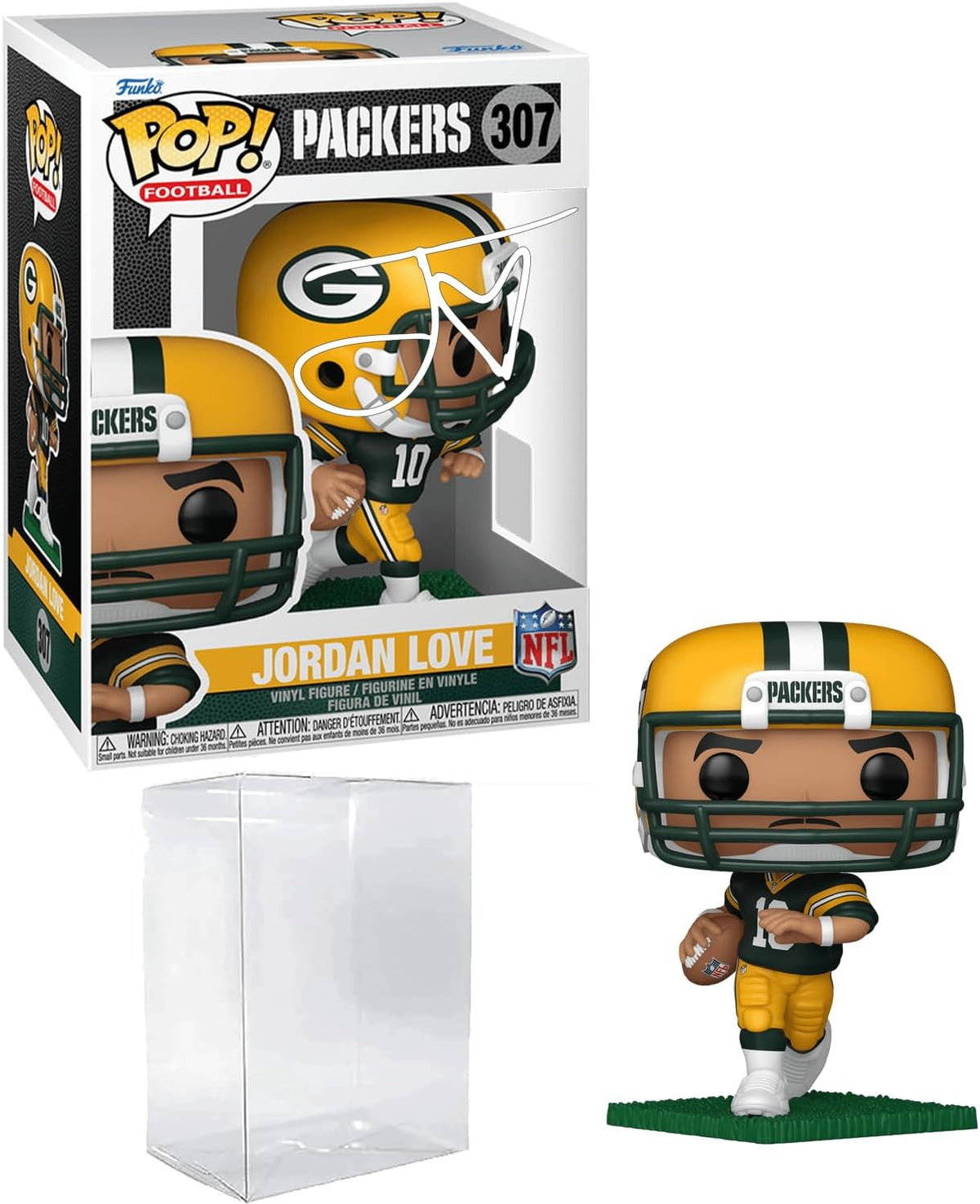 Jordan Love #307 Facsimile Signed Reprint Laser Autographed Funko POP! Football Green Bay Packers Figurine with Protector Case