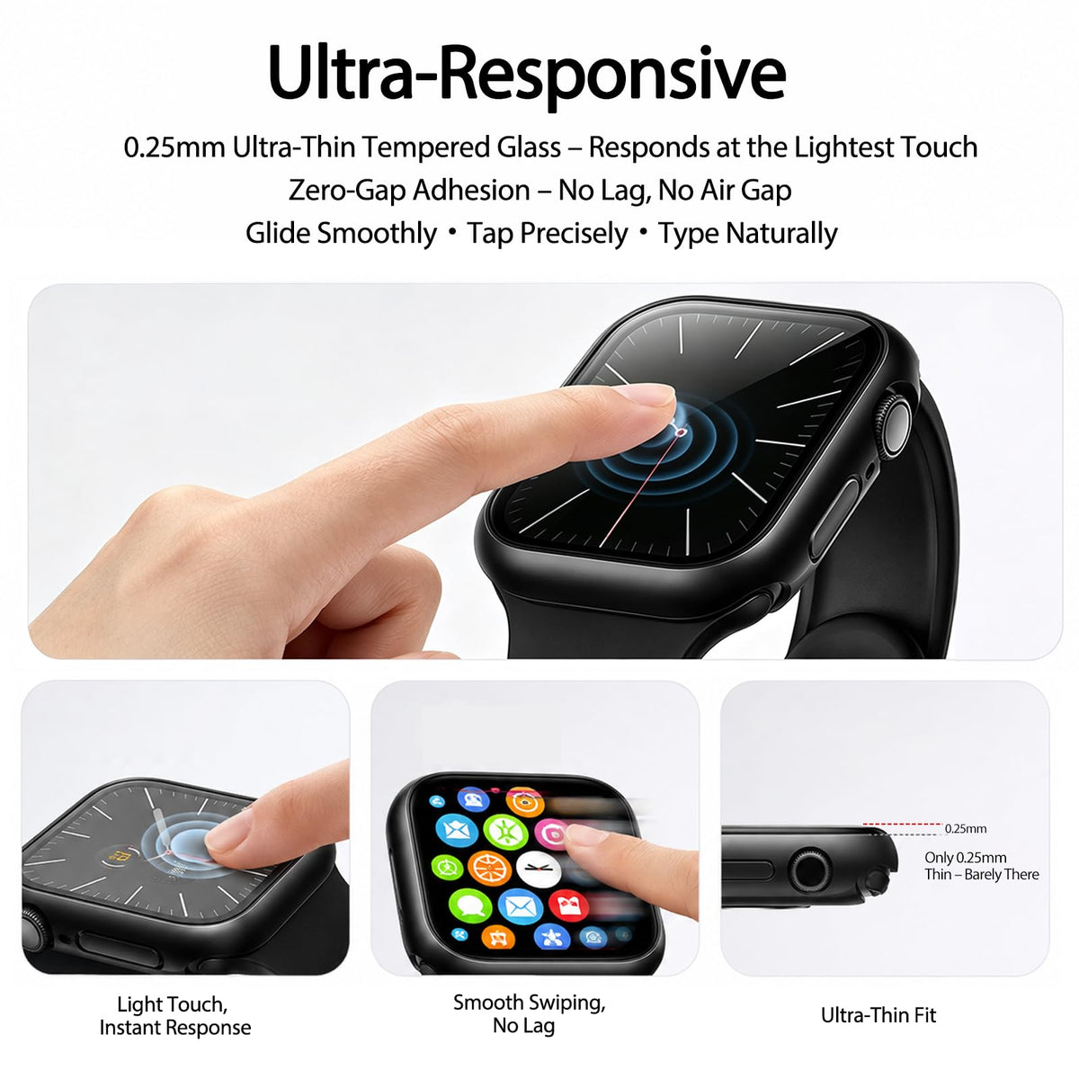 Smiling 2 Pack Case Compatible with Apple Watch Series 9 (2023)/Series 8 /Series 7 45mm with Tempered Glass Screen Protector, Hard PC Case Overall Protective Cover- Starlight