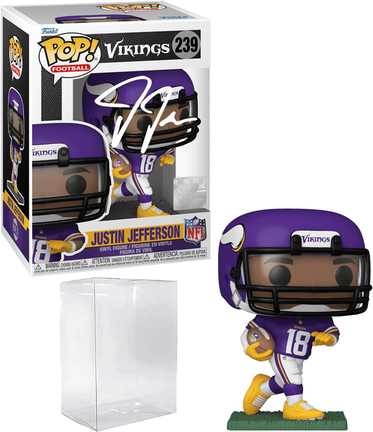 Justin Jefferson #239 Funko POP! Figurine, Vikings, Facsimile Signed