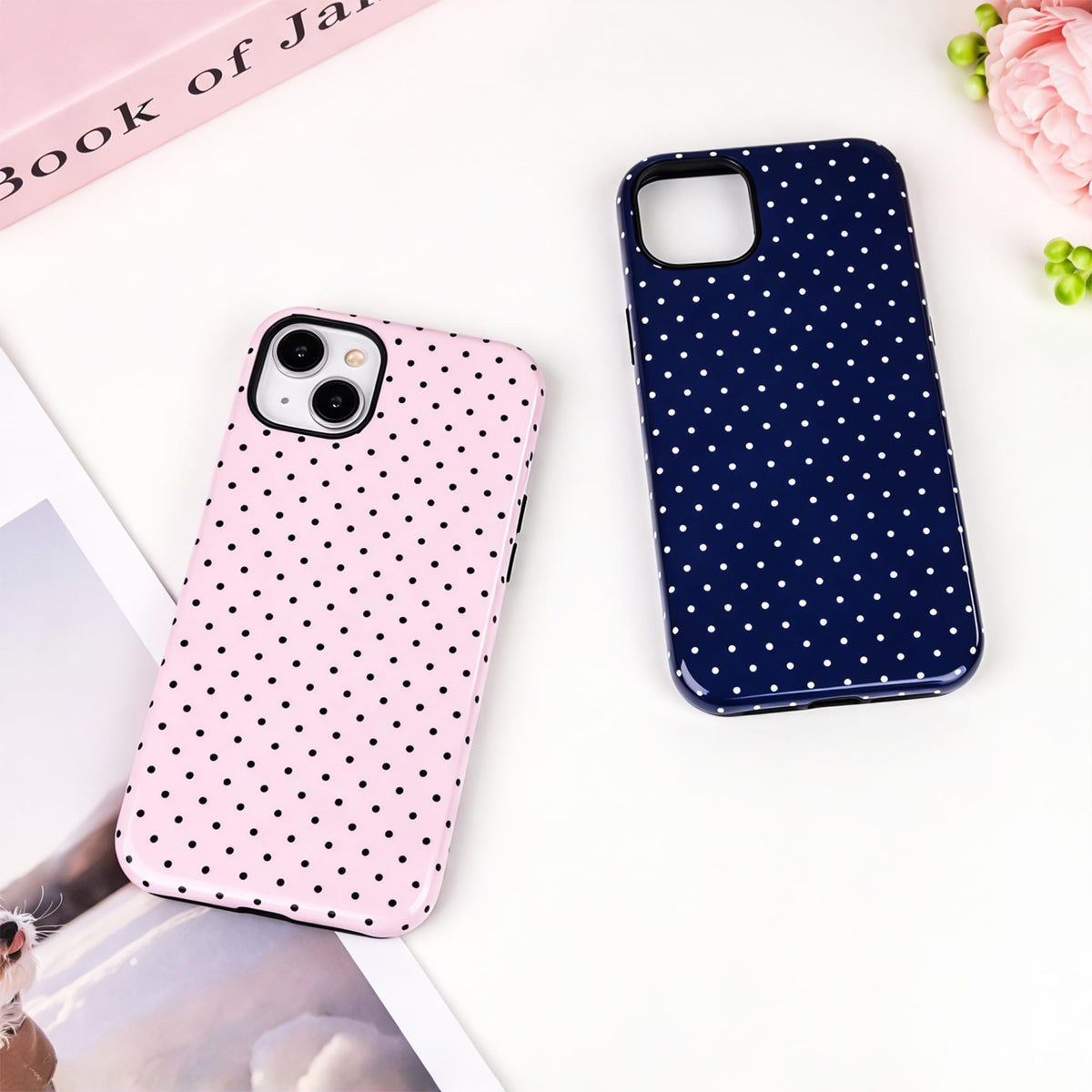 Polka Dot Pattern Phone Case for iPhone 17 6.3", White