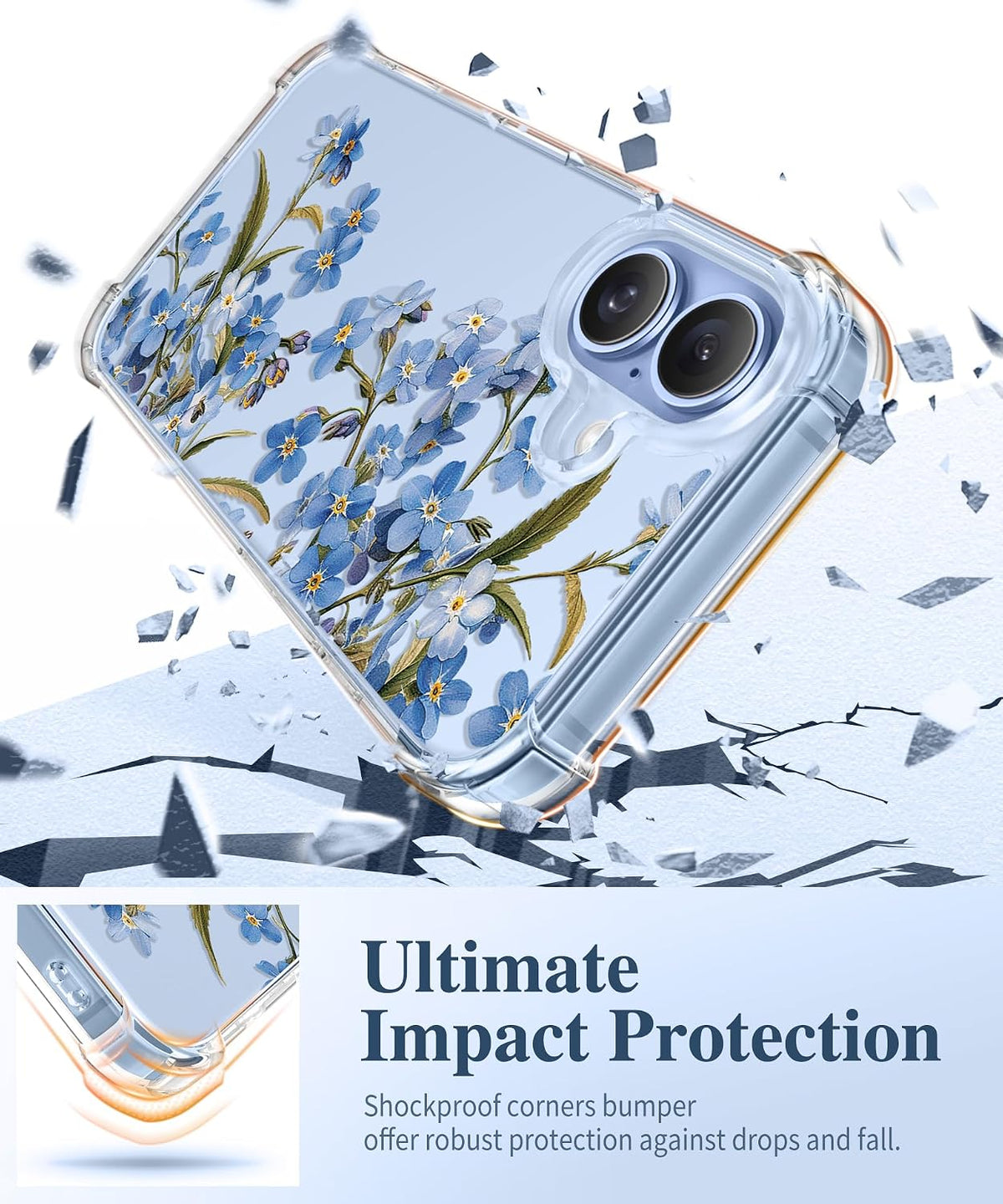 GVIEWIN for iPhone 17 Case Floral Clear Slim Women