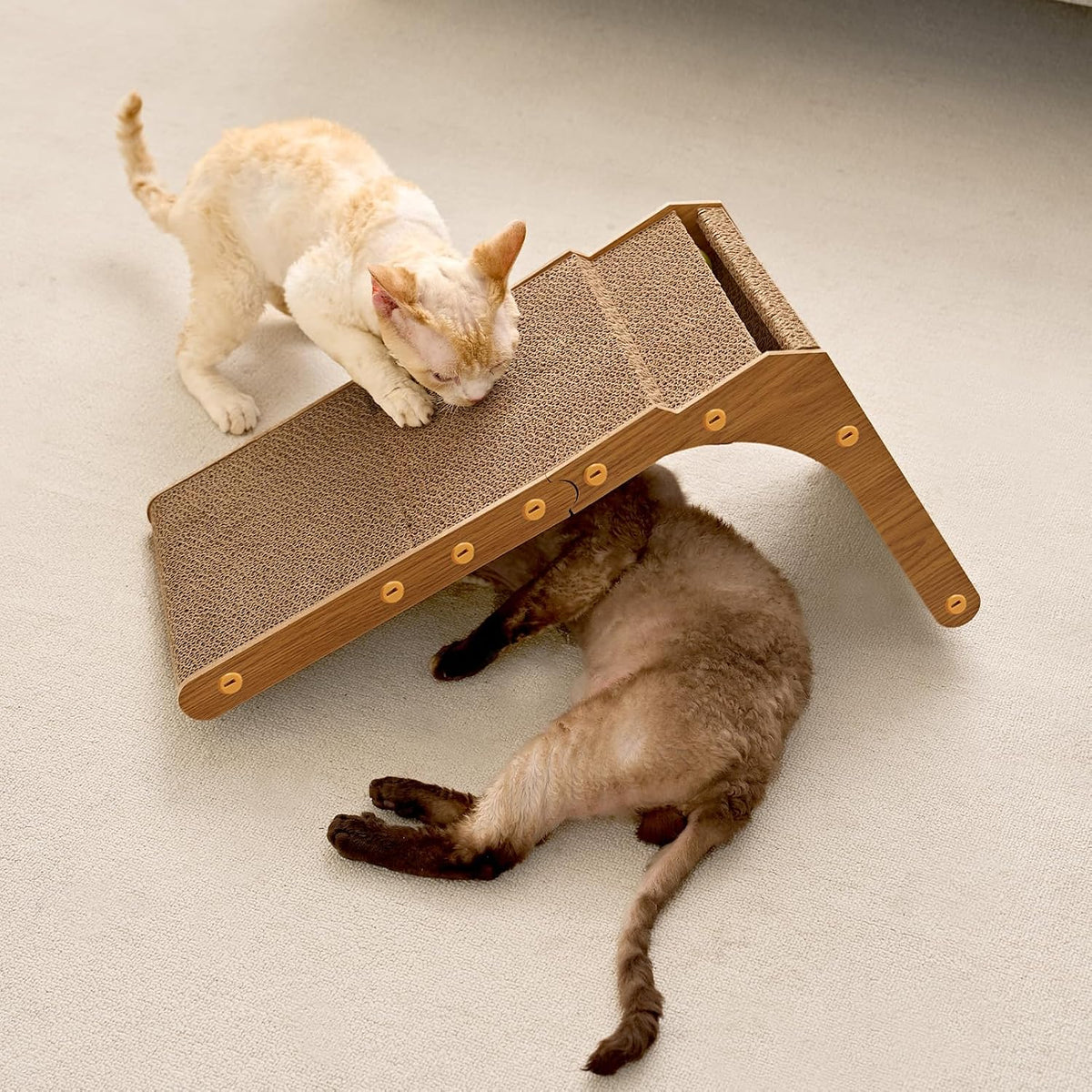 EHEYCIGA Cardboard Cat Scratcher for Indoor Cats, 26.8 Inch, Brown