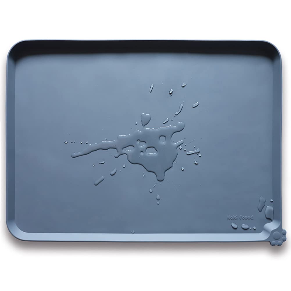 Hoki Found X-Large Silicone Pet Feeding Mats - Non Slip Dog Cat Bowl Mats - Waterproof for Carpet - Jade