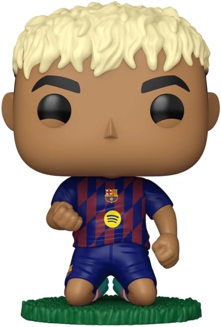 Lamine Yamal #107 Slide FC Barcelona Facsimile Signed Reprint Laser Autographed Funko POP! Soccer Figurine with Protector Case