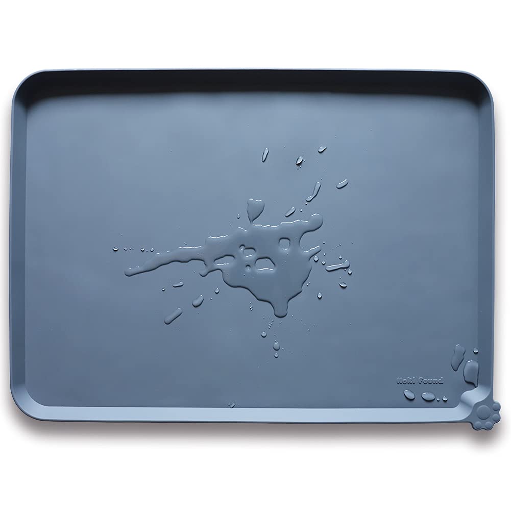 Hoki Found X-Large Silicone Pet Feeding Mats - Non Slip Dog Cat Bowl Mats - Waterproof for Carpet - Jade