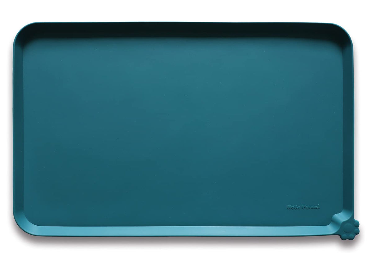 Hoki Found X-Large Silicone Pet Feeding Mats - Non Slip Dog Cat Bowl Mats - Waterproof for Carpet - Jade