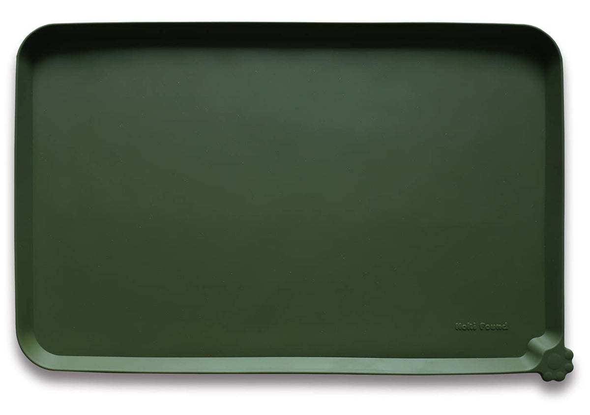 Hoki Found X-Large Silicone Pet Feeding Mats - Non Slip Dog Cat Bowl Mats - Waterproof for Carpet - Jade
