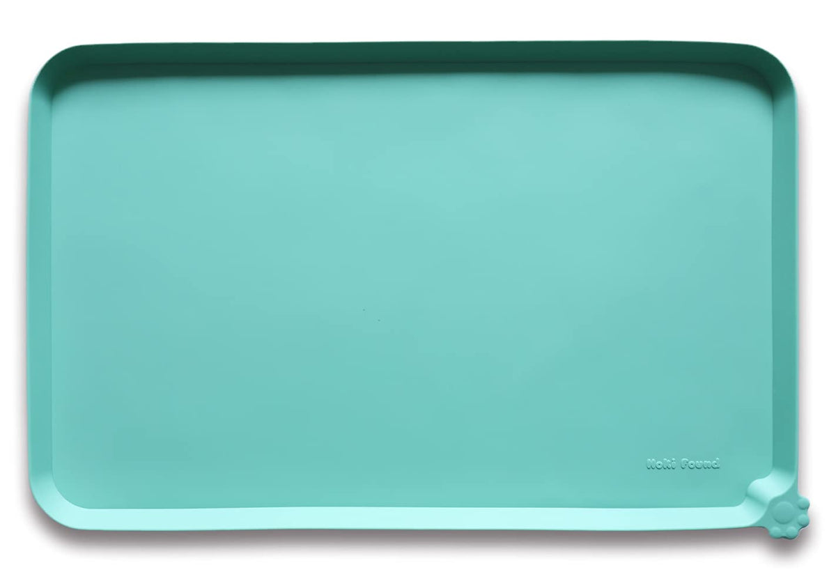 Hoki Found X-Large Silicone Pet Feeding Mats - Non Slip Dog Cat Bowl Mats - Waterproof for Carpet - Jade