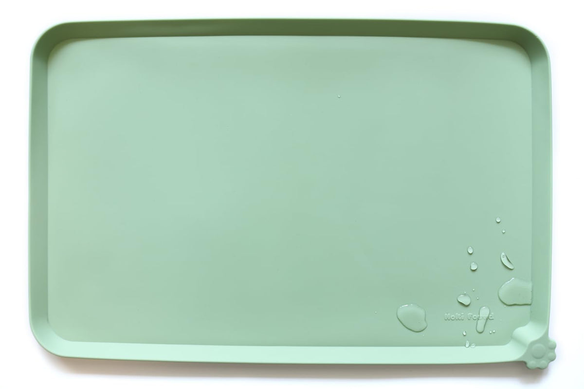Hoki Found X-Large Silicone Pet Feeding Mats - Non Slip Dog Cat Bowl Mats - Waterproof for Carpet - Jade