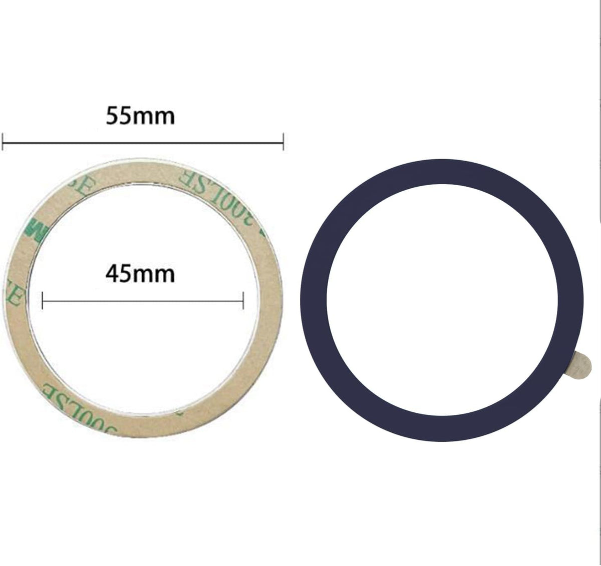 TENOC Universal Metal Ring Sticker, 6Pcs, Black
