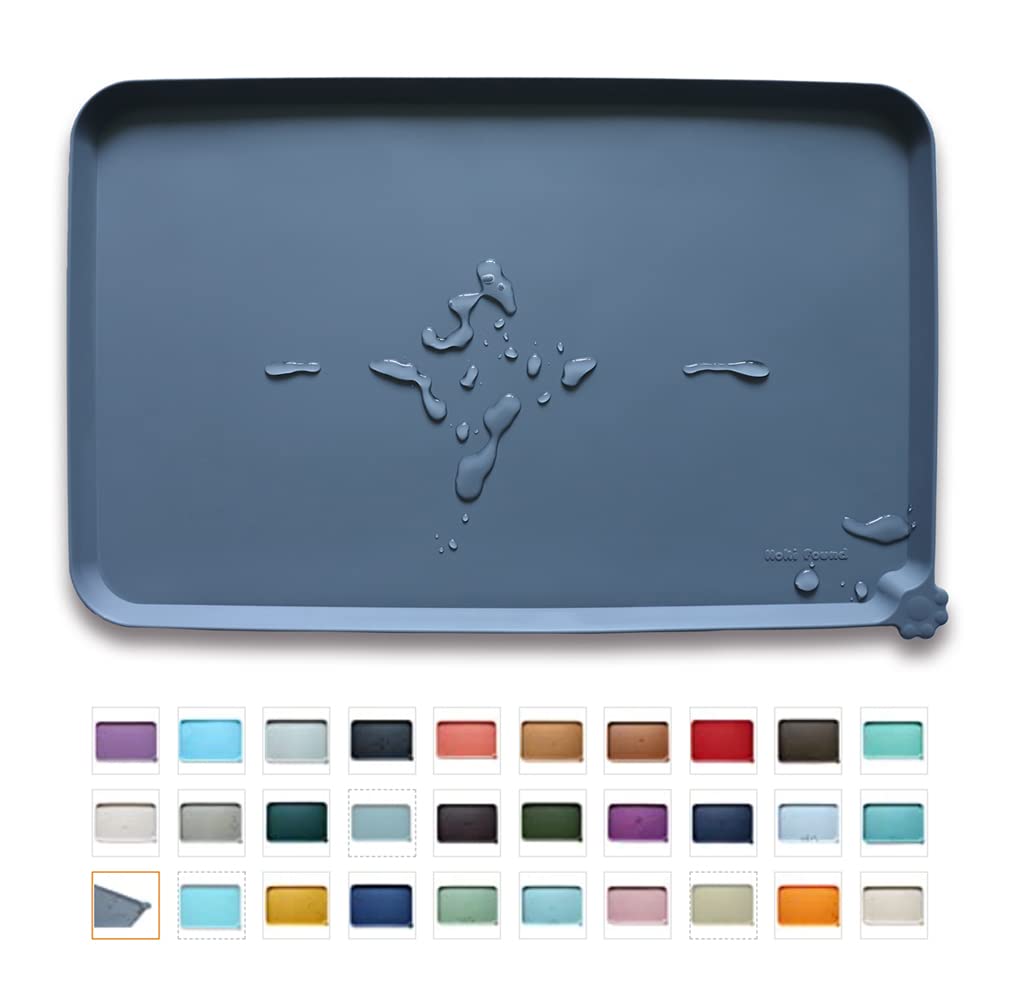 Hoki Found X-Large Silicone Pet Feeding Mats - Non Slip Dog Cat Bowl Mats - Waterproof for Carpet - Jade