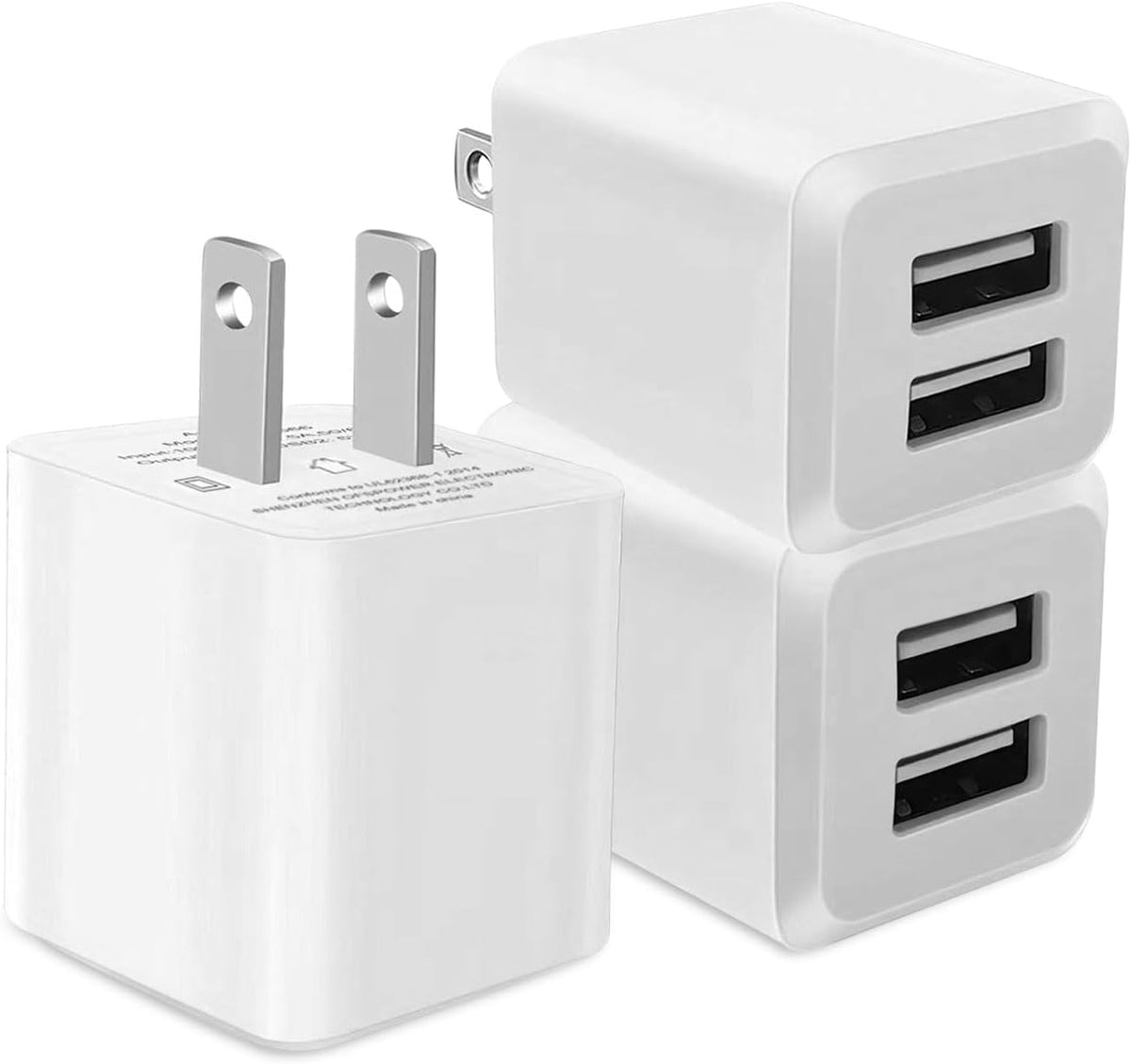 USB A Wall Charger,Dual Port Cube Power Adapter Charger Plug Block Charger