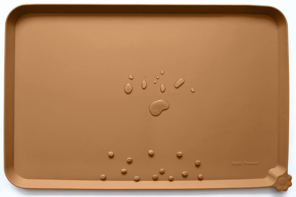 Hoki Found X-Large Silicone Pet Feeding Mats - Non Slip Dog Cat Bowl Mats - Waterproof for Carpet - Jade