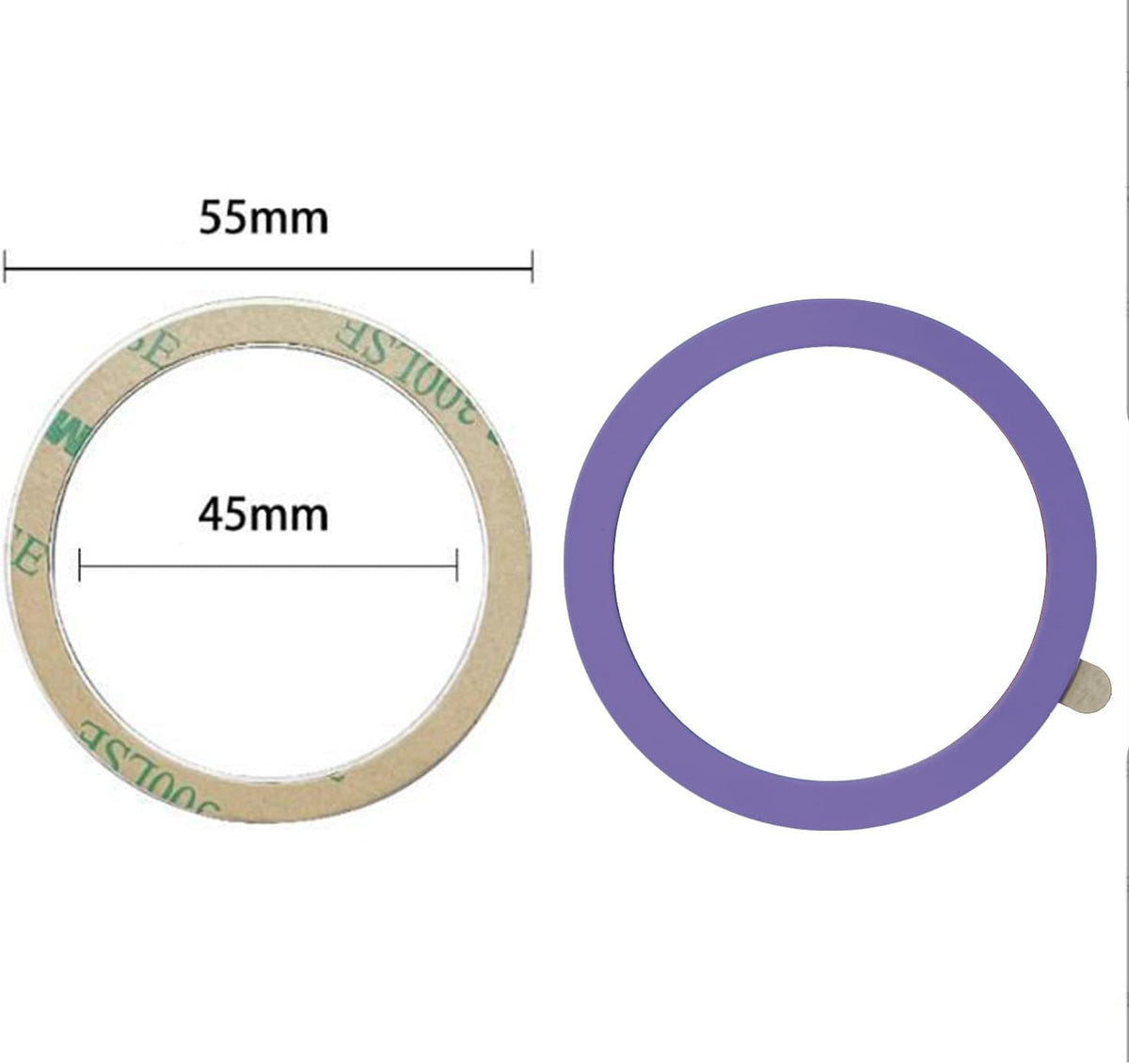 TENOC Universal Metal Ring Sticker, 6Pcs, Black
