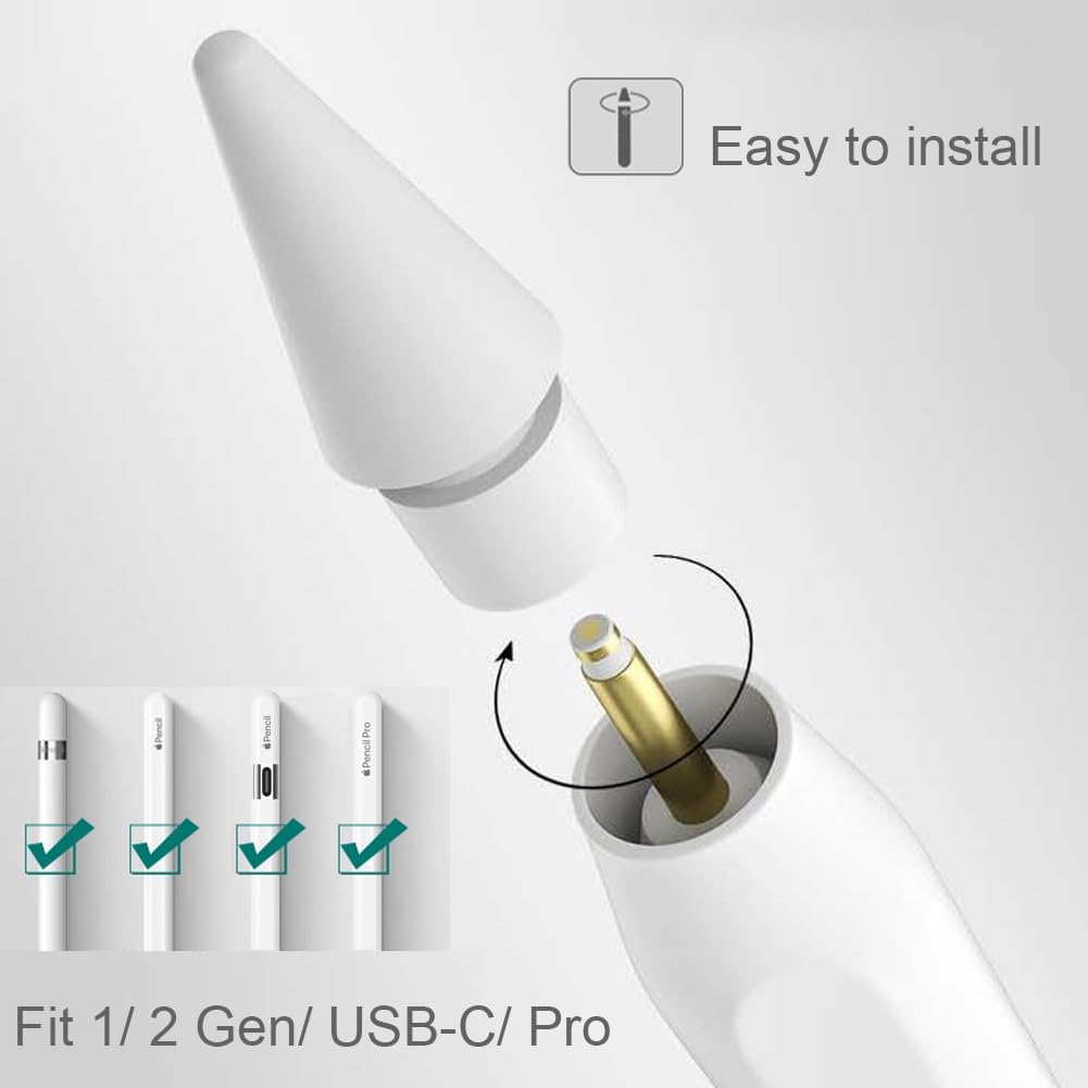 SIXFU Replacement Tips for Apple Pencil 2nd Generation/ 1st Generation Tips, iPencil Nibs Accessories for iPad Pro Pencil 2/1 Gen(4 Pack)