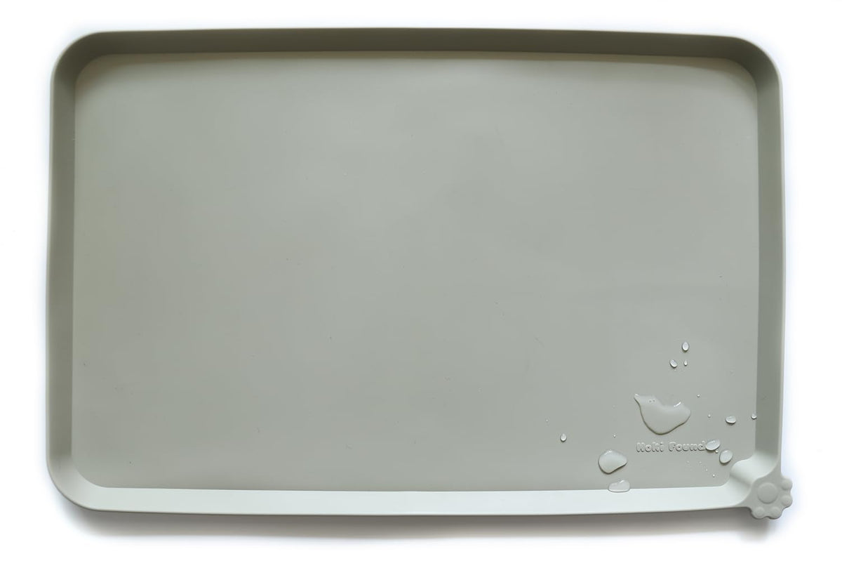 Hoki Found X-Large Silicone Pet Feeding Mats - Non Slip Dog Cat Bowl Mats - Waterproof for Carpet - Jade
