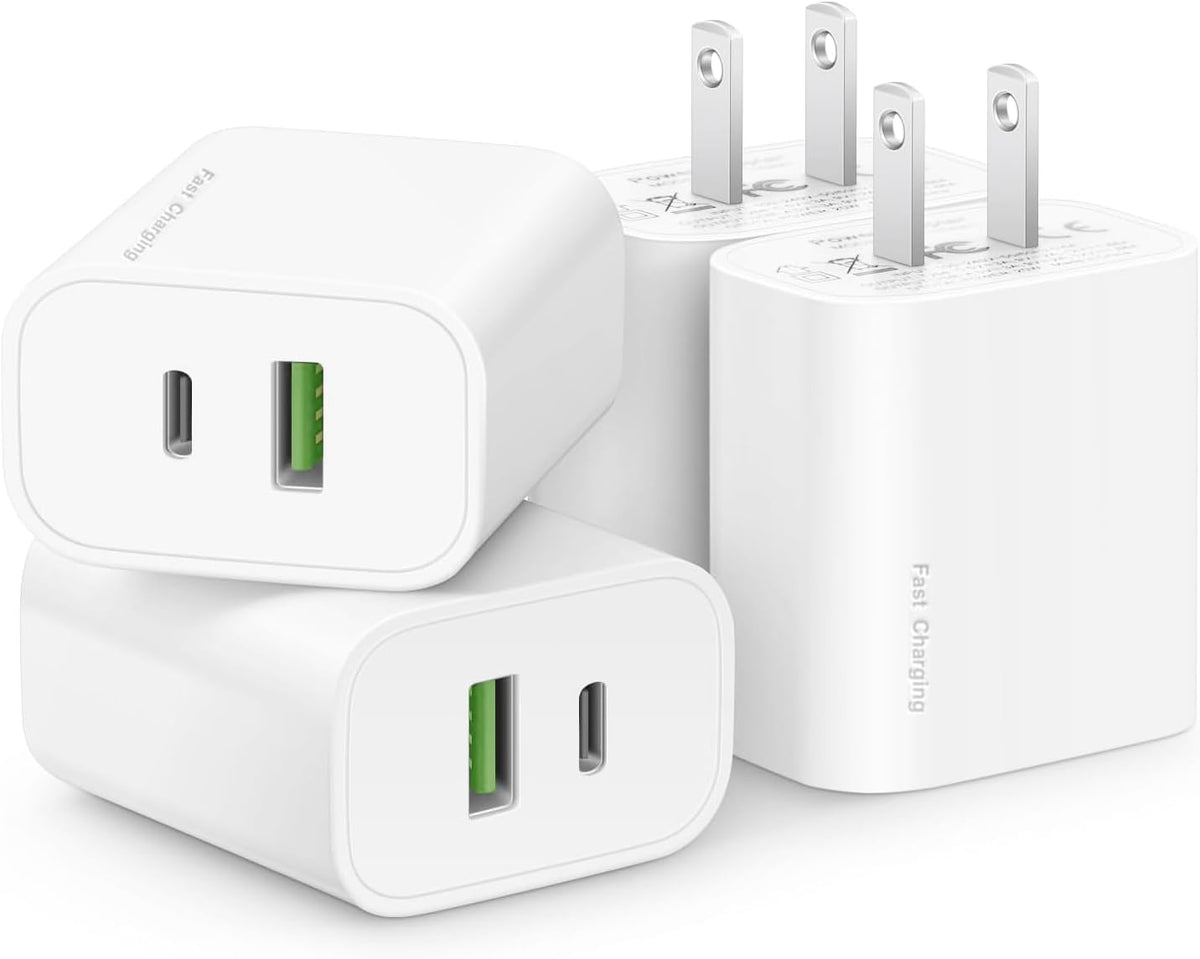 3 Pack USB C Charger Block,20W USB-C & USB-A Port Charger，for i Phone 17/16/15/14/13/12/11/X/8, i Pad and More