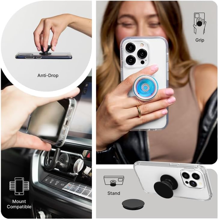 PopSockets Phone Grip for MagSafe, Magnetic Holder- Purple Fields