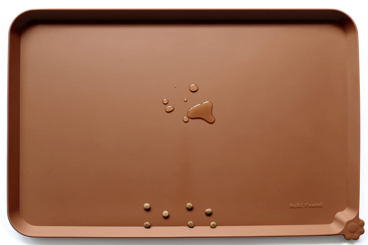 Hoki Found X-Large Silicone Pet Feeding Mats - Non Slip Dog Cat Bowl Mats - Waterproof for Carpet - Jade