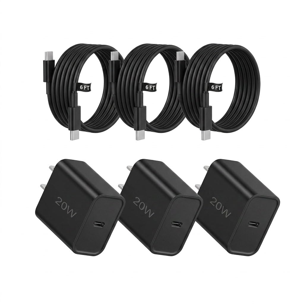 20W Fast Charger, 4Pack USB-C Port Charger with Type C-C Cable