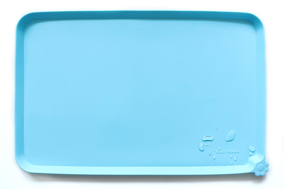 Hoki Found X-Large Silicone Pet Feeding Mats - Non Slip Dog Cat Bowl Mats - Waterproof for Carpet - Jade