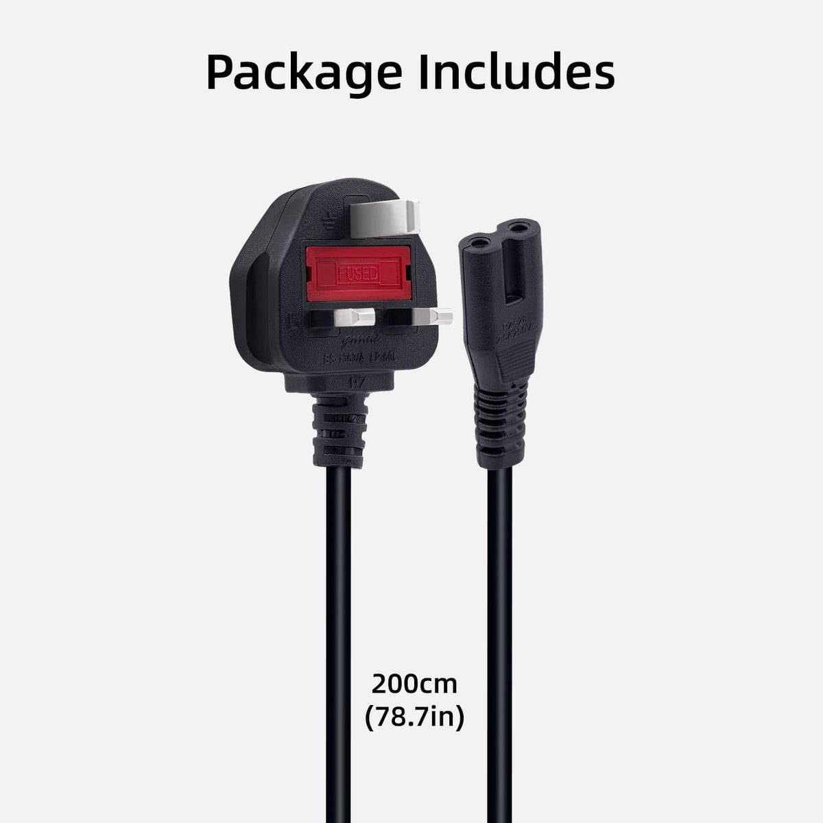 Mcbazel Power Cable for PS5/PS4/PS3, UK Figure-8 Replacement Lead, 1.8 m