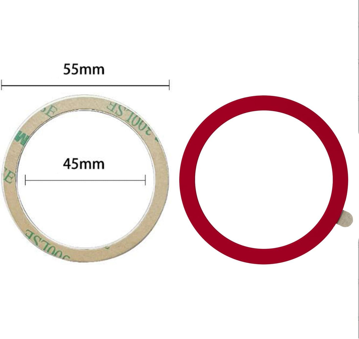TENOC Universal Metal Ring Sticker, 6Pcs, Black