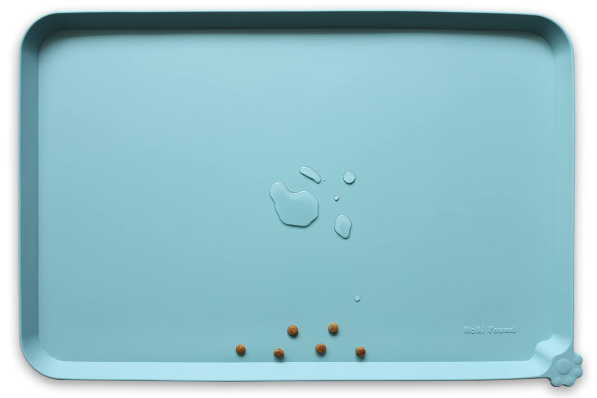 Hoki Found X-Large Silicone Pet Feeding Mats - Non Slip Dog Cat Bowl Mats - Waterproof for Carpet - Jade