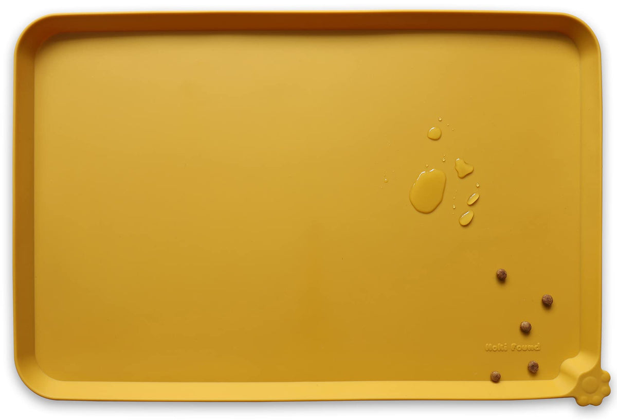 Hoki Found X-Large Silicone Pet Feeding Mats - Non Slip Dog Cat Bowl Mats - Waterproof for Carpet - Jade