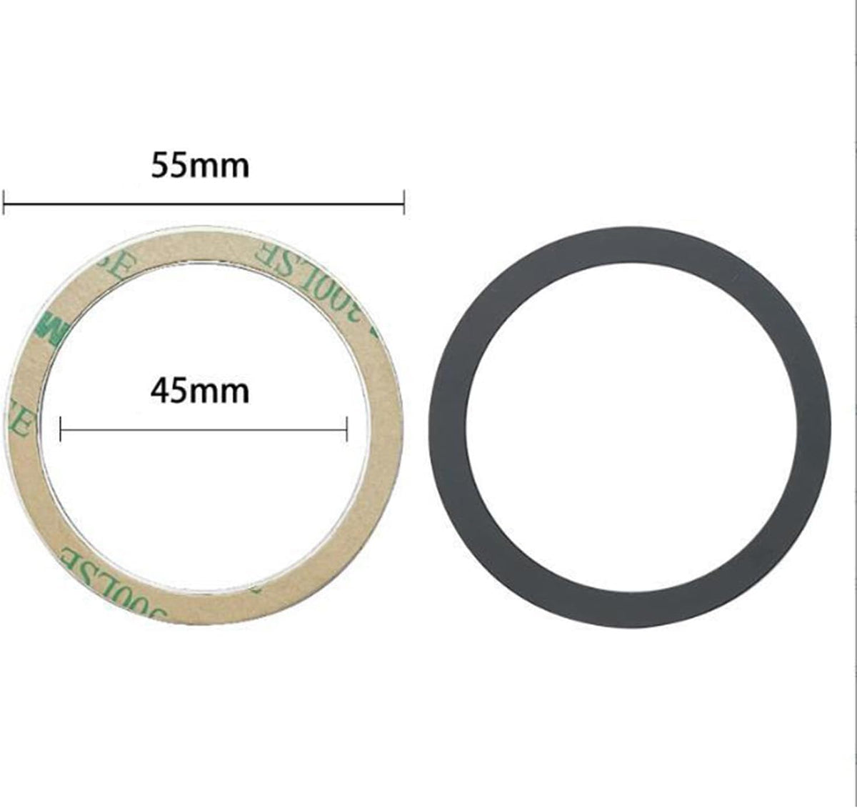 TENOC Universal Metal Ring Sticker, 6Pcs, Black