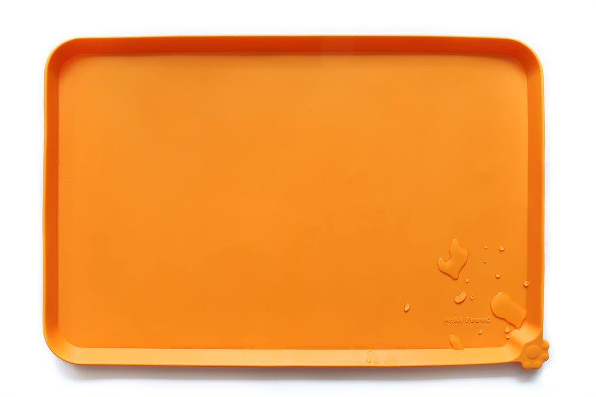 Hoki Found X-Large Silicone Pet Feeding Mats - Non Slip Dog Cat Bowl Mats - Waterproof for Carpet - Jade