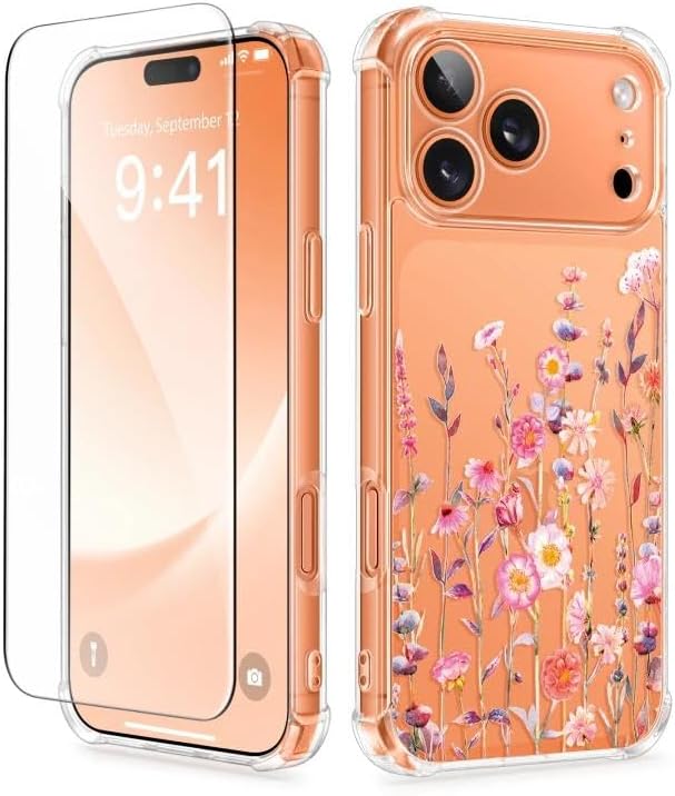 GVIEWIN for iPhone 17 Case Floral Clear Slim Women