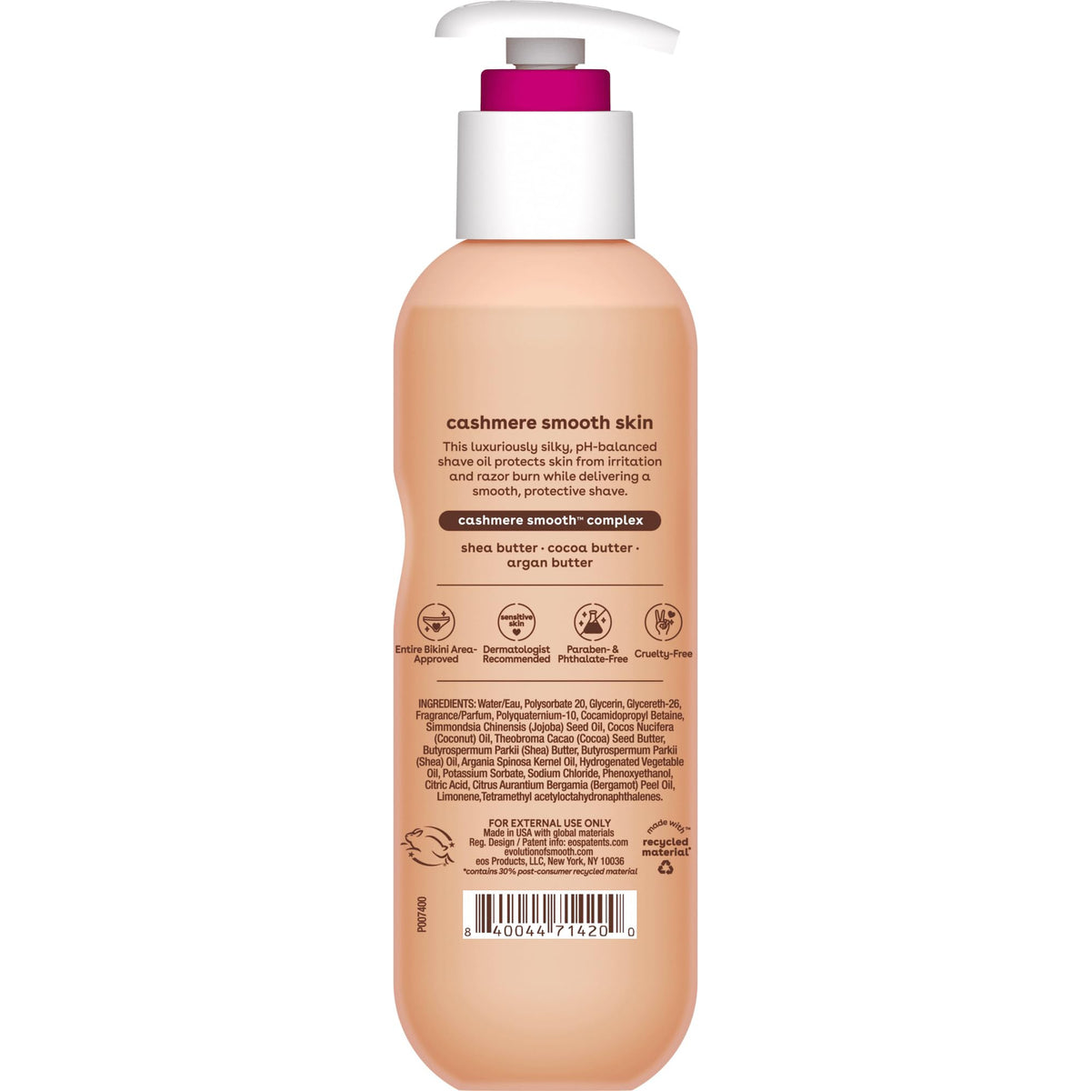 eos Cashmere Shave Oil- Fresh & Cozy, Moisturizing Shea Butter, 6 fl oz