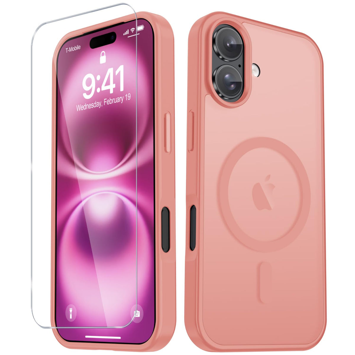 YENAPOON for iPhone 16 Plus Case, Matte Magnetic Phone Cover, Pink