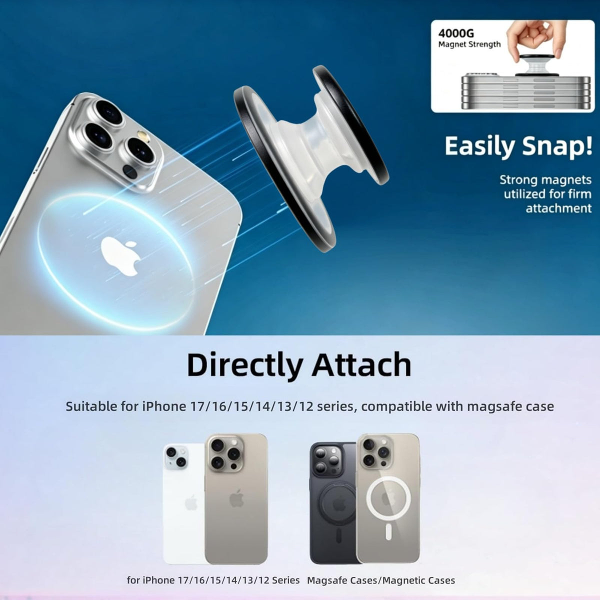 Grippopso Expandable Collapsible Mobile Phone Grip Stand Holder, Sky Blue