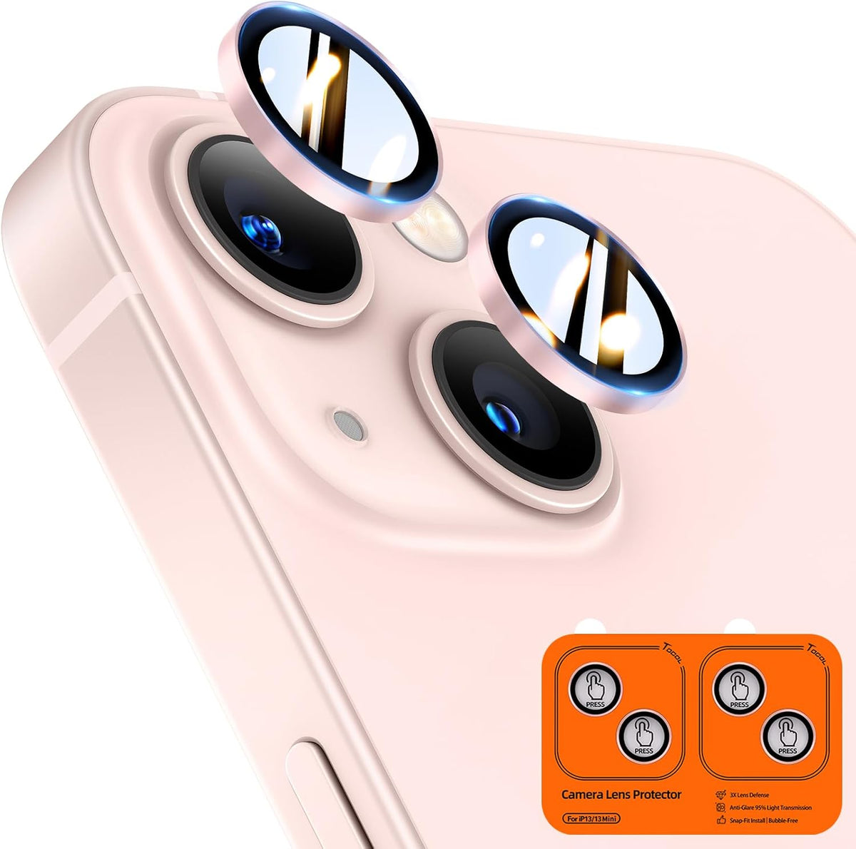 TOCOL for iPhone 16 Pro Max Camera Lens Protector/iPhone 16 Pro Camera Lens Protector Tempered Glass HD Individual Scratch Resistant Cover Accessories Case Friendly 2 Pack（Light Blue）