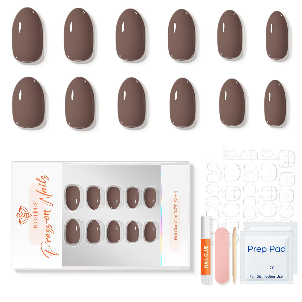 Modelones Black Press on Nails Short, Halloween Oval Fall Fake Nails