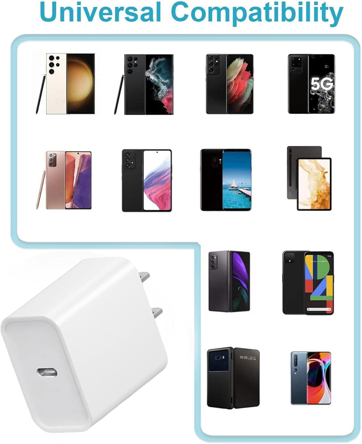 20W Fast Charger, 4Pack USB-C Port Charger with Type C-C Cable