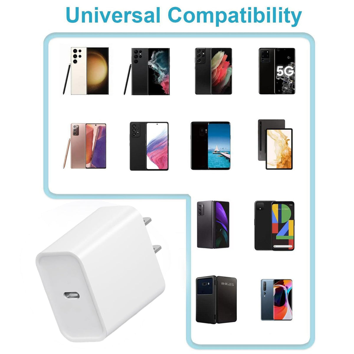 20W Fast Charger, 4Pack USB-C Port Charger with Type C-C Cable