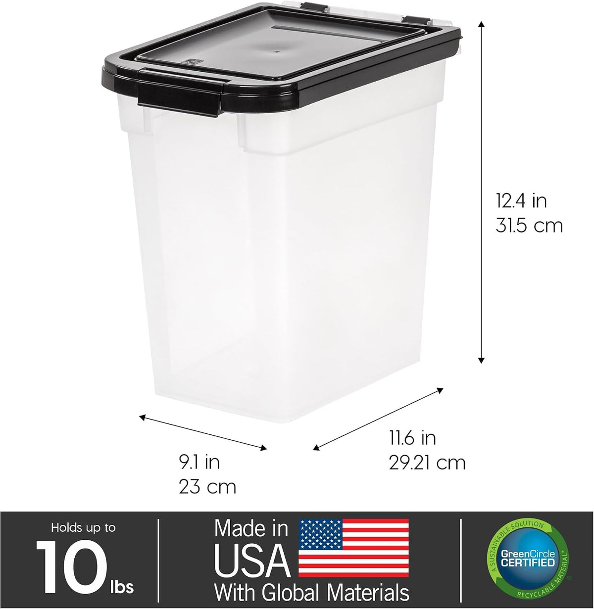 IRIS USA Dog Food Storage Container, Airtight, 30 lb Capacity, Wheels