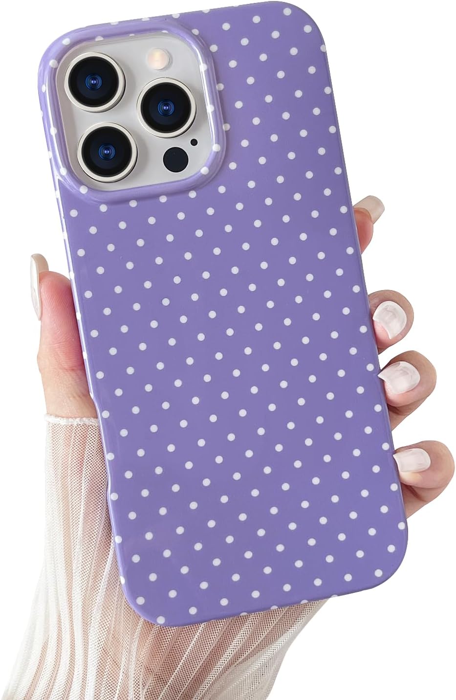 Yeddabox for iPhone 15 Case Cute Polka Dot Phone Case Soft TPU Slim Shockproof Phone Cover for Women Girls, Blue