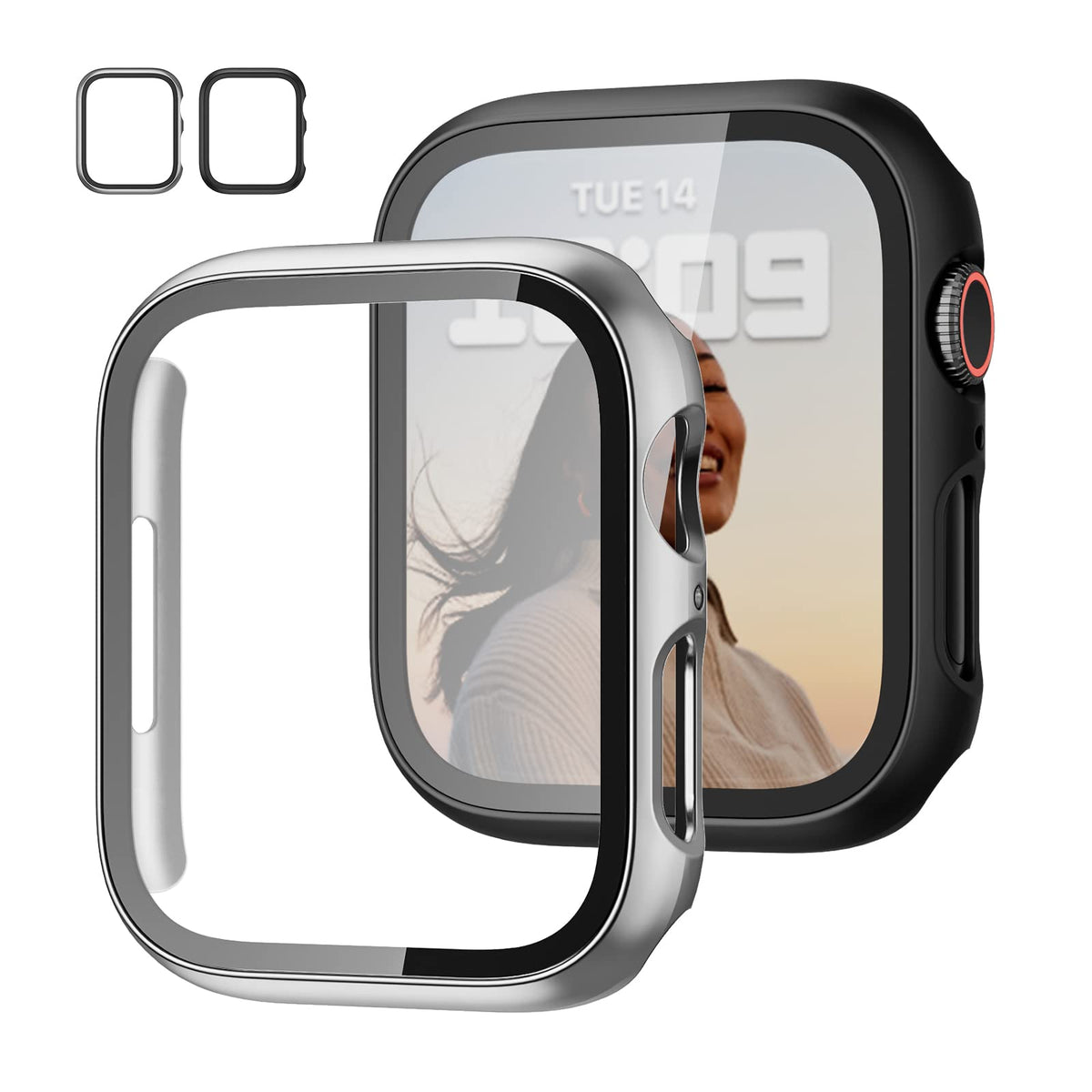 JZK Screen Protector Case for Apple Watch Series 11/10 42mm,Carbon Fibre