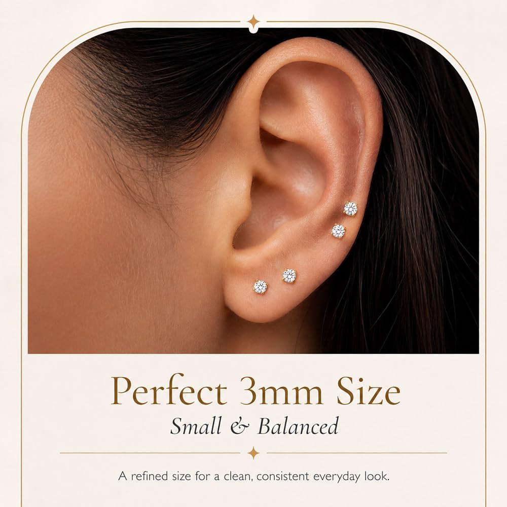 10 Pairs Small Stud Earrings for Women Hypoallergenic Multiple Piercings