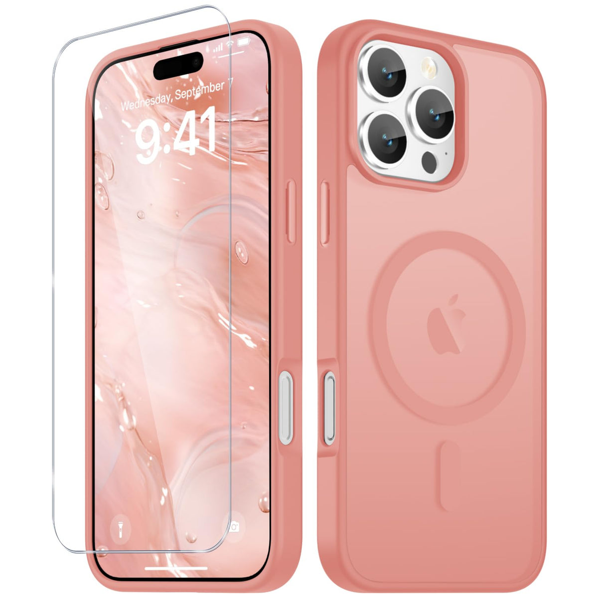 YENAPOON for iPhone 16 Plus Case, Matte Magnetic Phone Cover, Pink