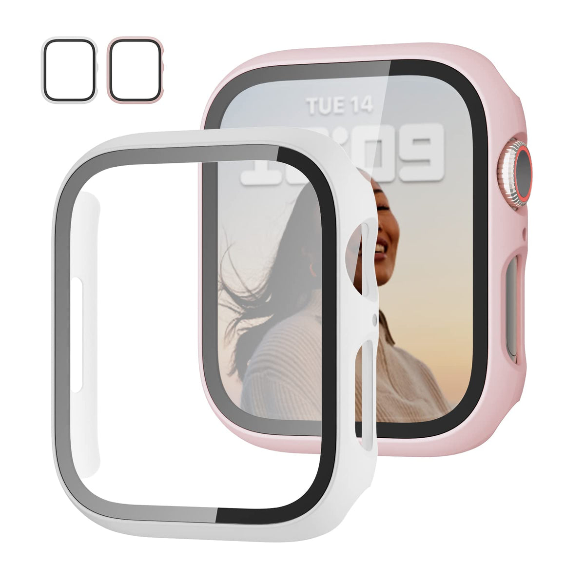 JZK Screen Protector Case for Apple Watch Series 11/10 42mm,Carbon Fibre